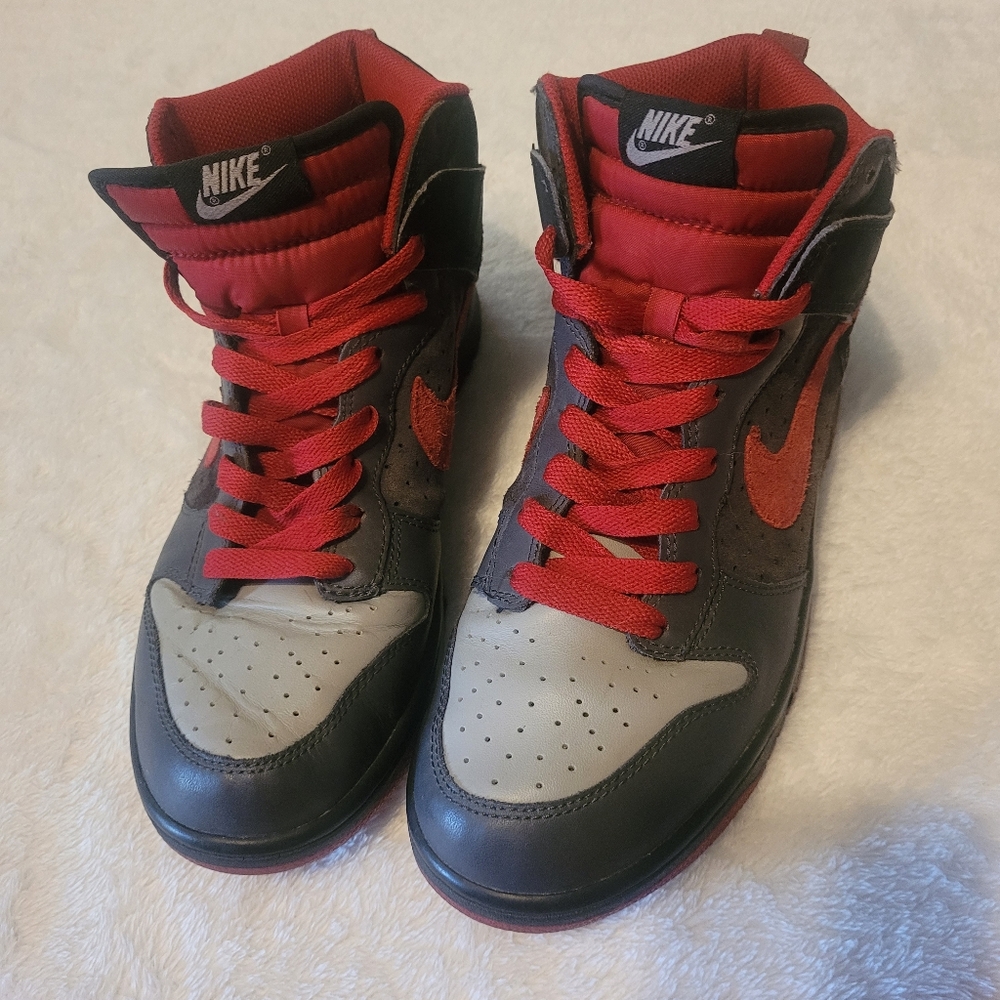 Nike Red and Gray High-Top Sneakers